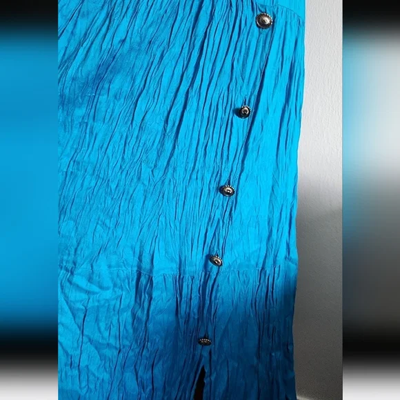 #157 Vintage Crazy Cowgirl Turqouise Maxi Skirt Sz M Country Western Buttons - Picture 5 of 9